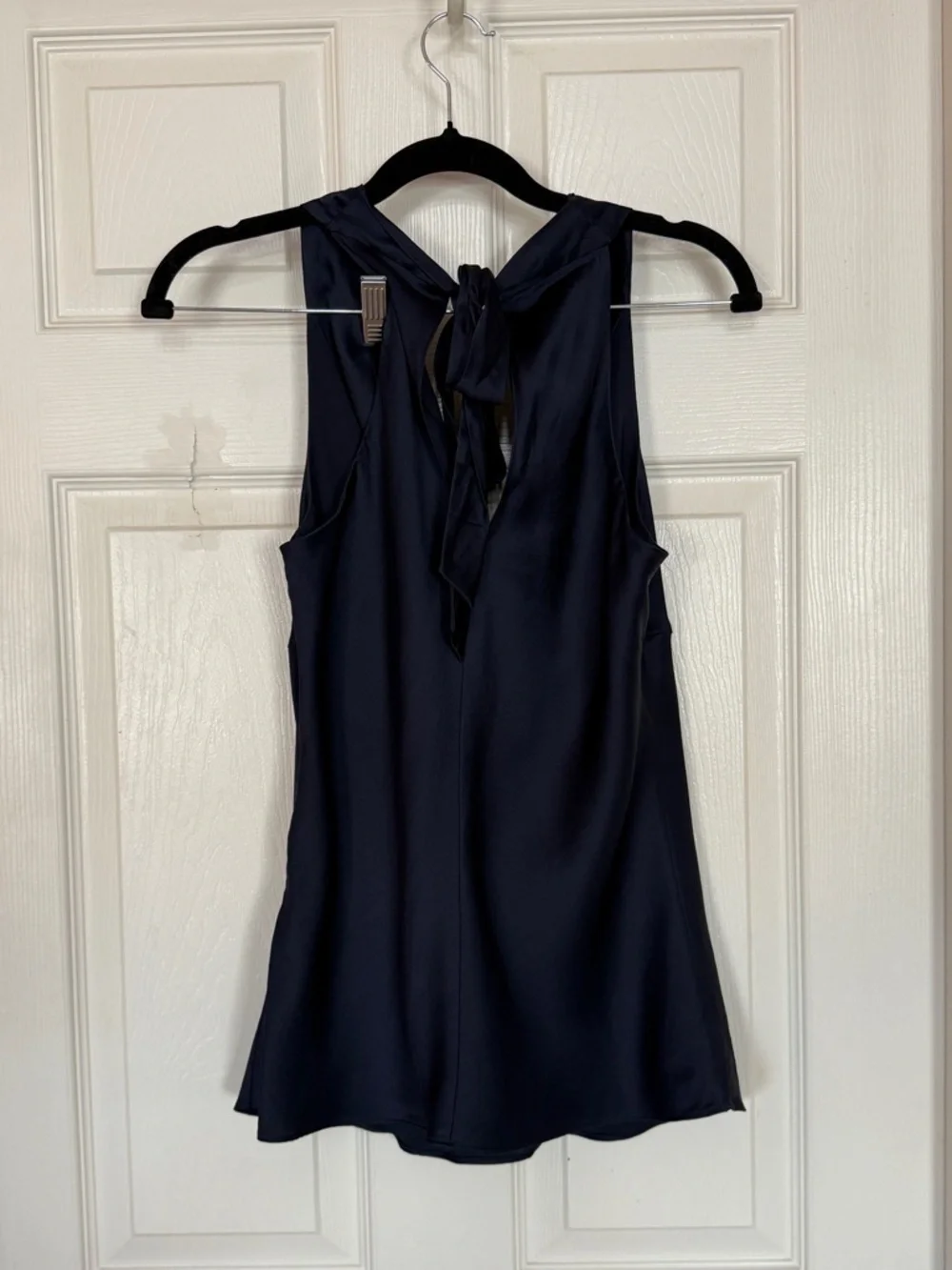 Banana Republic Navy Silk Cowl-Neck Tie-Back Tank - Picture 4 of 7